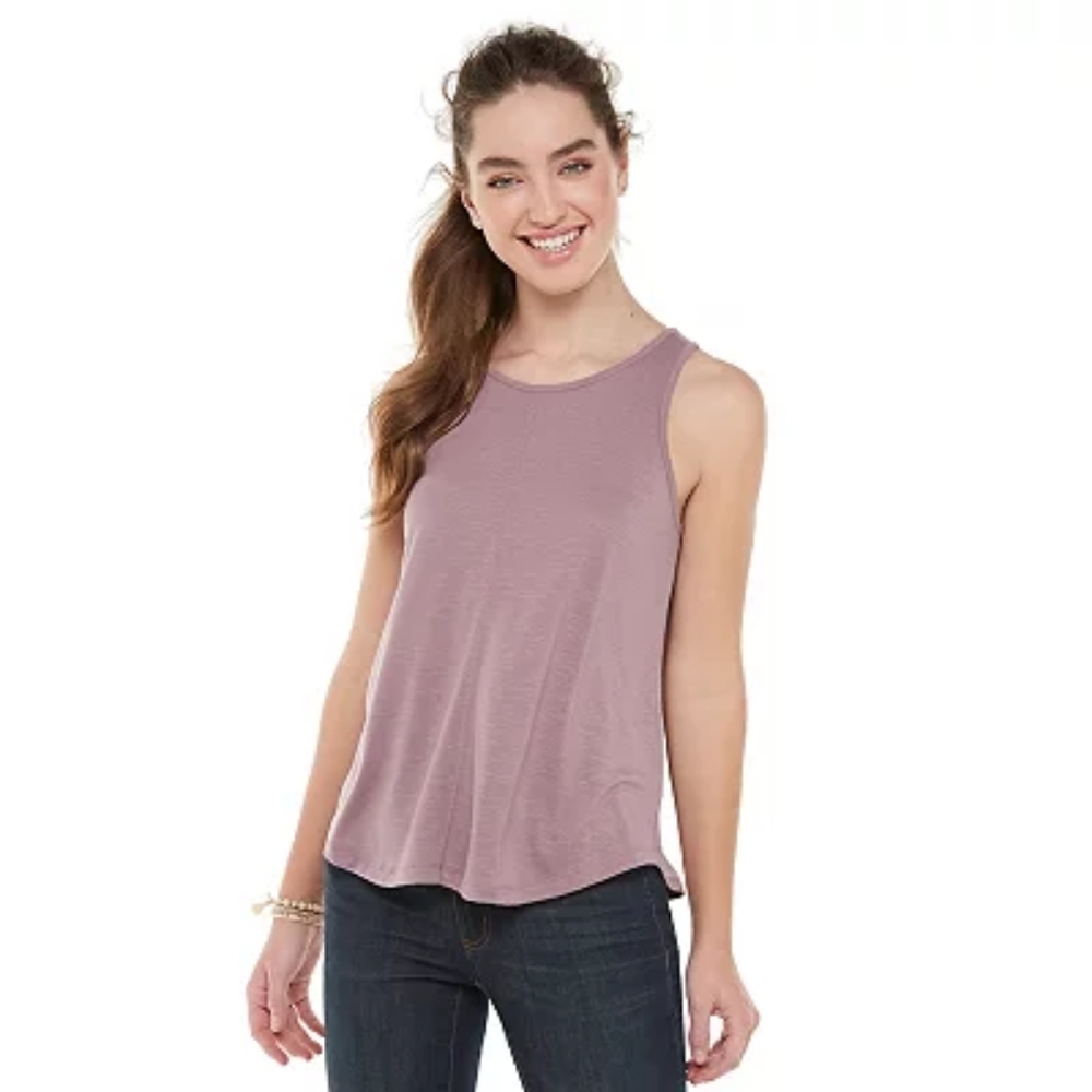 SO High Neck Tank Top in Muted Plum Medium